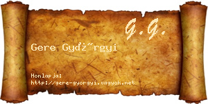 Gere Györgyi névjegykártya